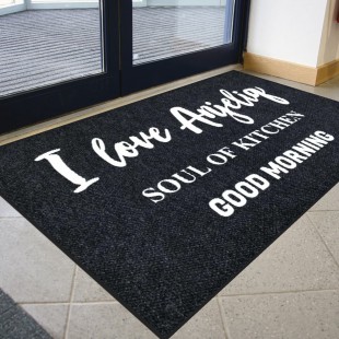 Beyaz El Yazılı Siyah Logolu Paspas Beyaz El Yazılı Siyah Logolu Paspas