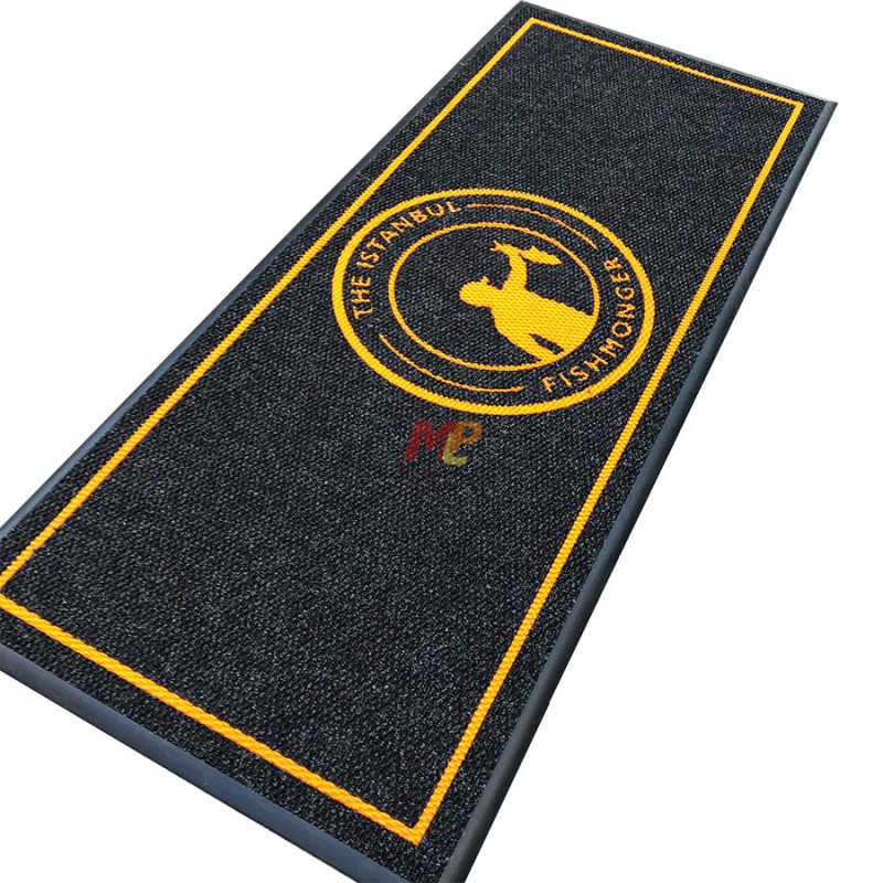 Balıkçılara Özel Çerçeveli Turuncu Siyah Logolu Paspas The Fish