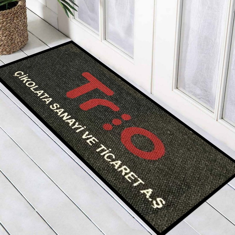 Firmalara Özel Kırmızı Siyah Tabanlı Logolu Paspas Trio