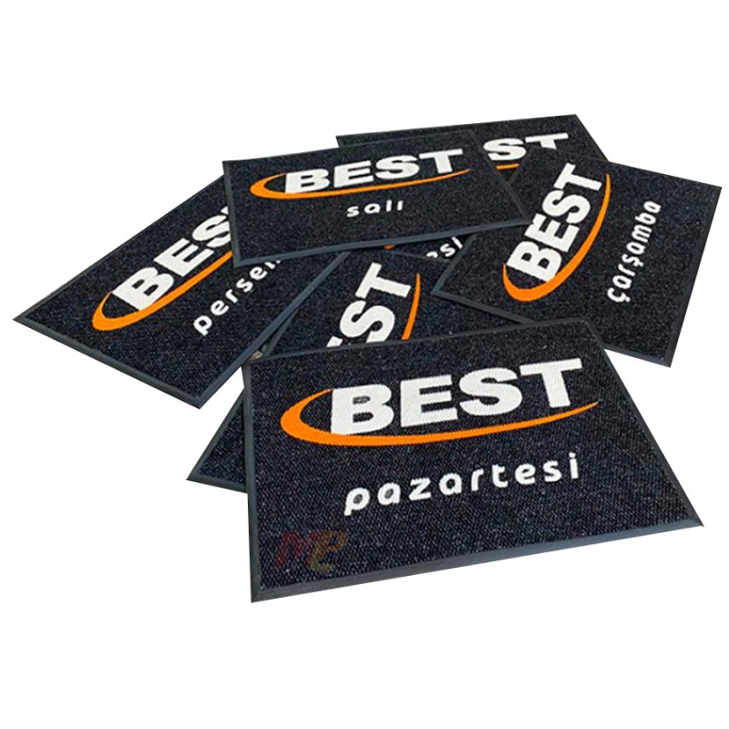 Günlere Özel Beyaz Turuncu Siyah Logolu Paspas