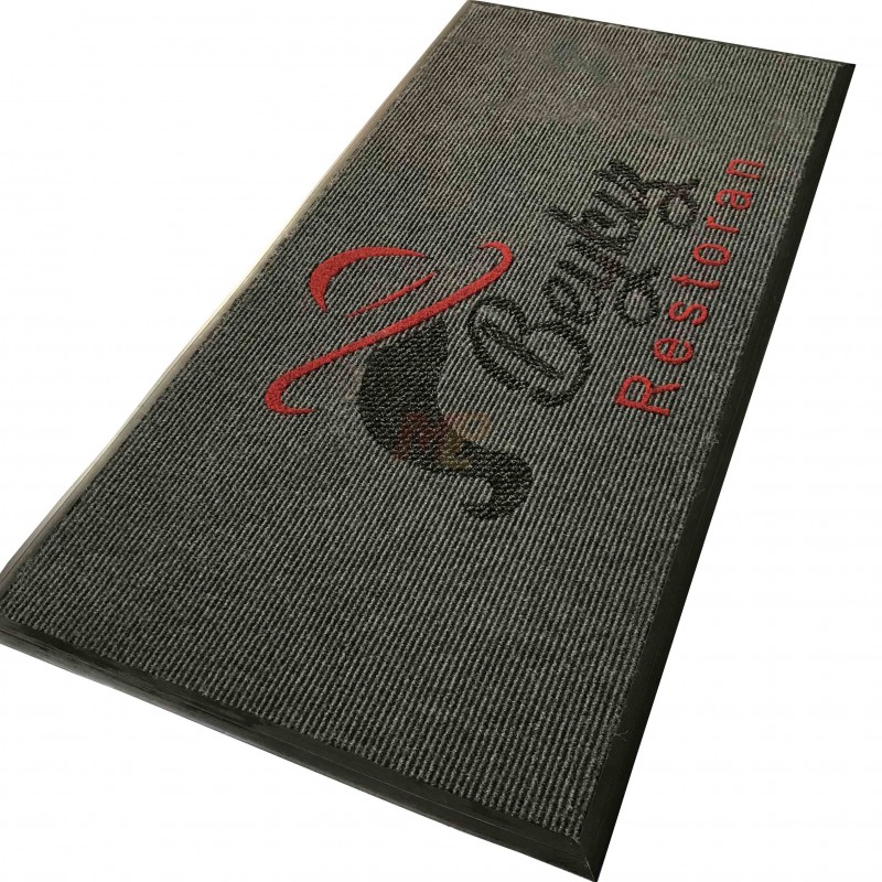 Kafe Bar ve Restoranlara Özel Gri Logolu Paspas Beykız