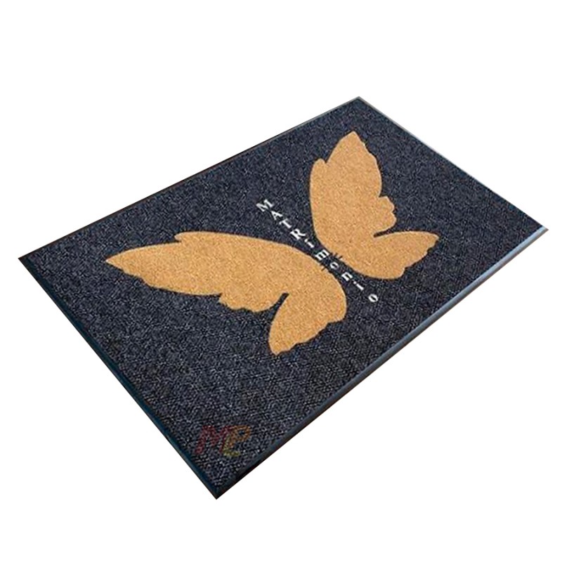 Kelebek Doğa Tasarım Siyah Kahve Logolu Paspas