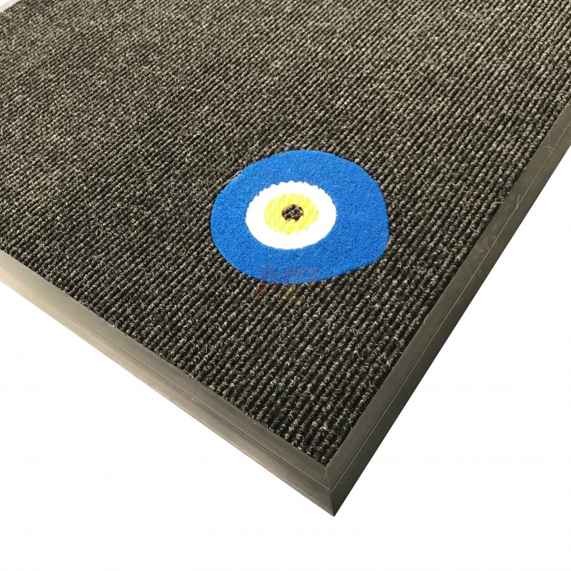 Nazar Boncuklu Siyah Logolu Paspas