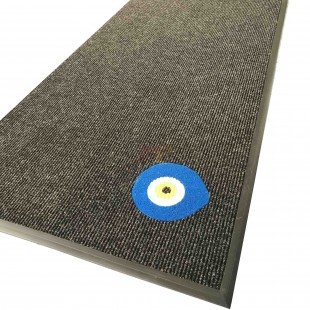 Nazar Boncuklu Siyah Logolu Paspas