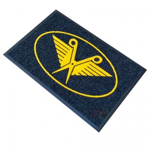 Sarı Lacivert makas berber kuaför Logolu Paspas